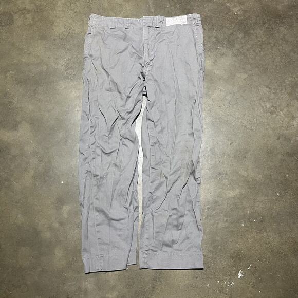Vintage 70s Grey Canvas Cotton Workwear Chinos 33x27 - Picture 1 of 6